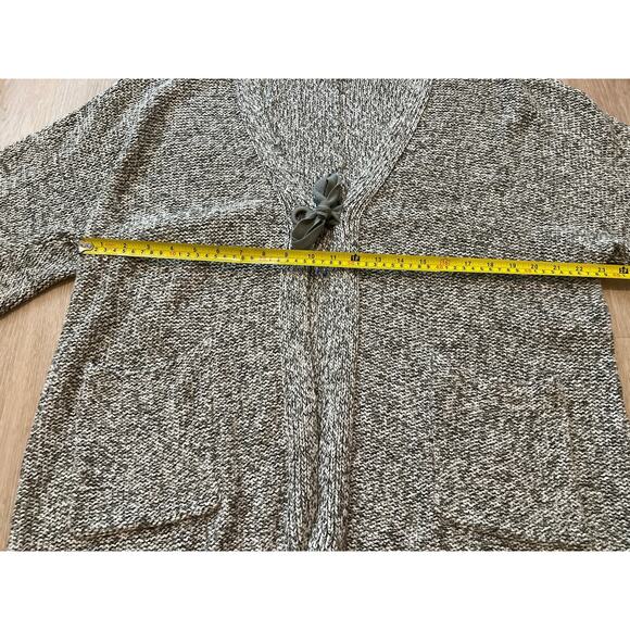 J Jill Kimono-Style Front Tie Closure Green Marl Cotton Cardigan Sweater Sz L - Picture 4 of 8